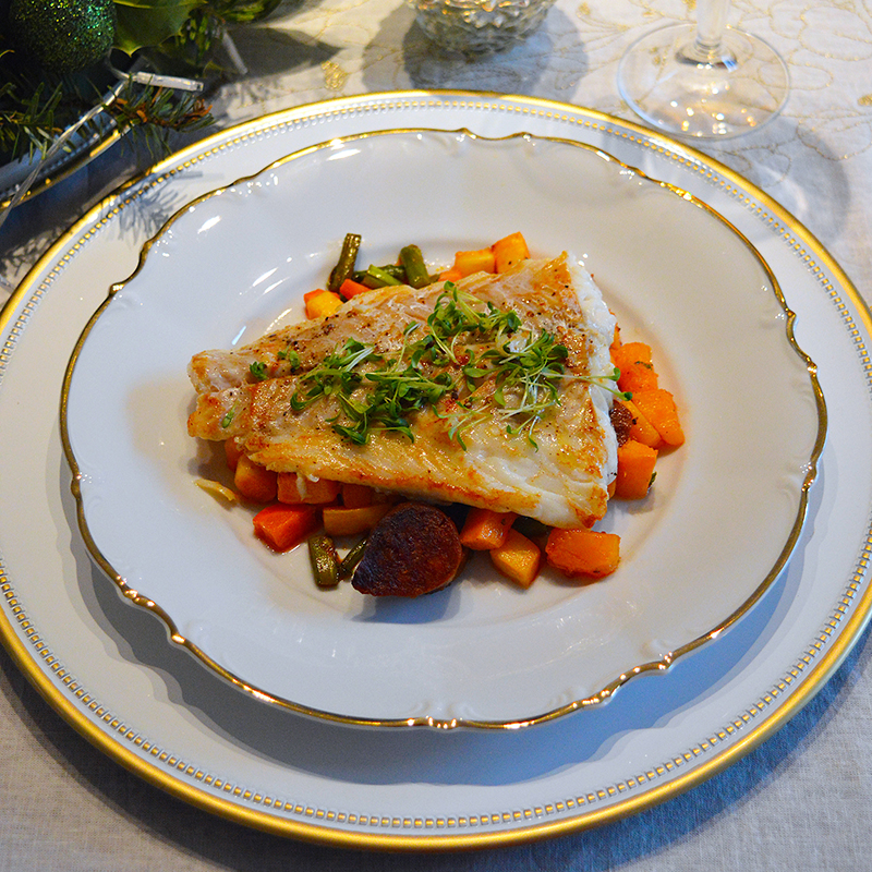 Риба Tреска с Чоризо & Зеленчуци